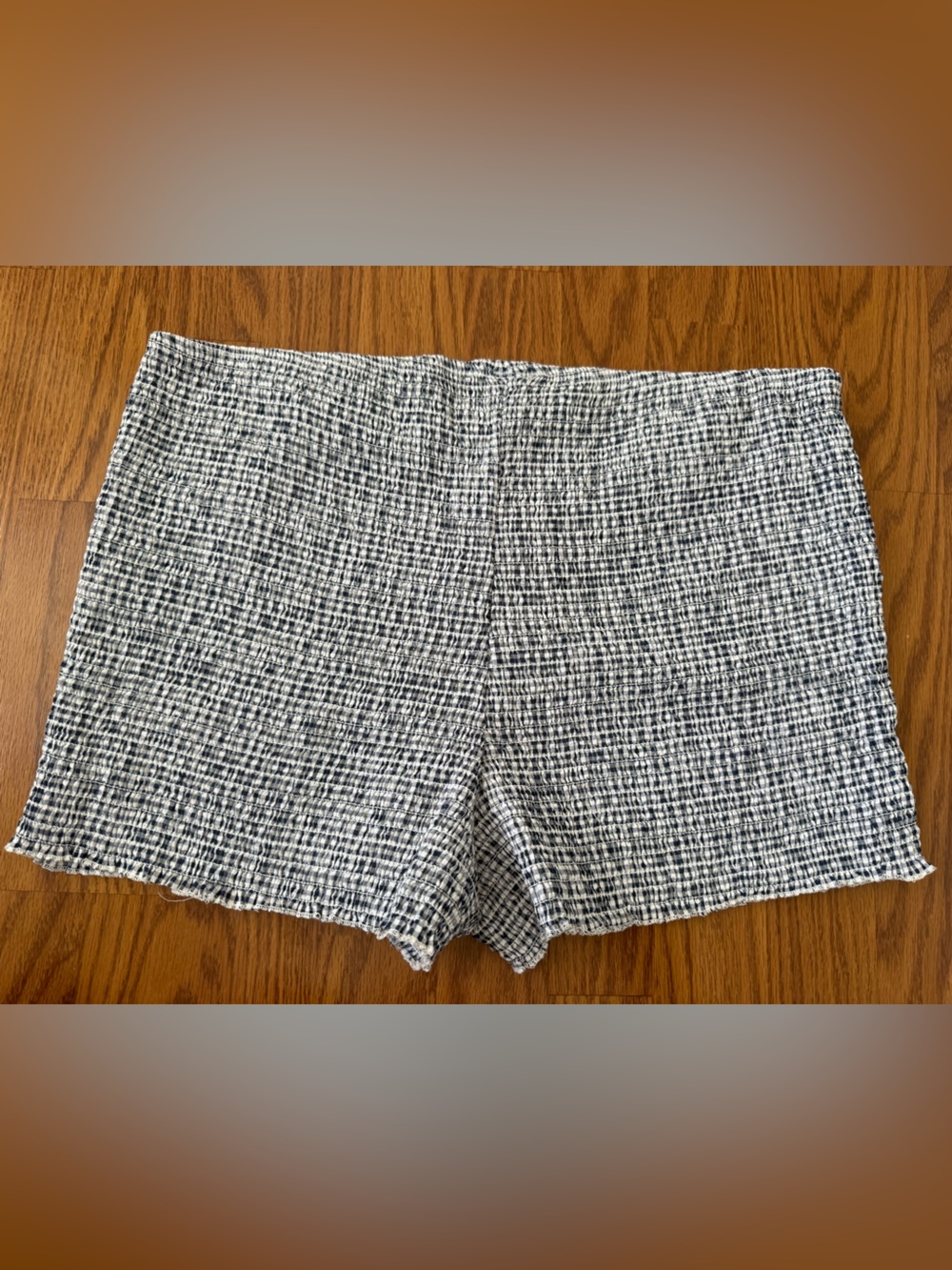 Wild Fable Women’s Smocked Bloomer Shorts Blue Denim Gingham Size XL